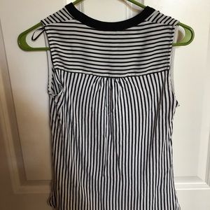 Black and White Striped Sleeveless Blouse